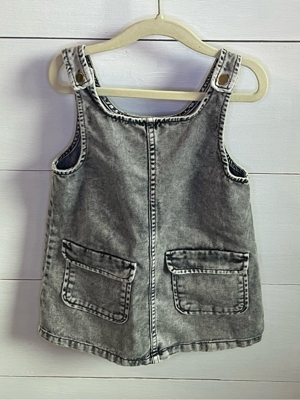 H&M Washed Grey Denim Overall Dress